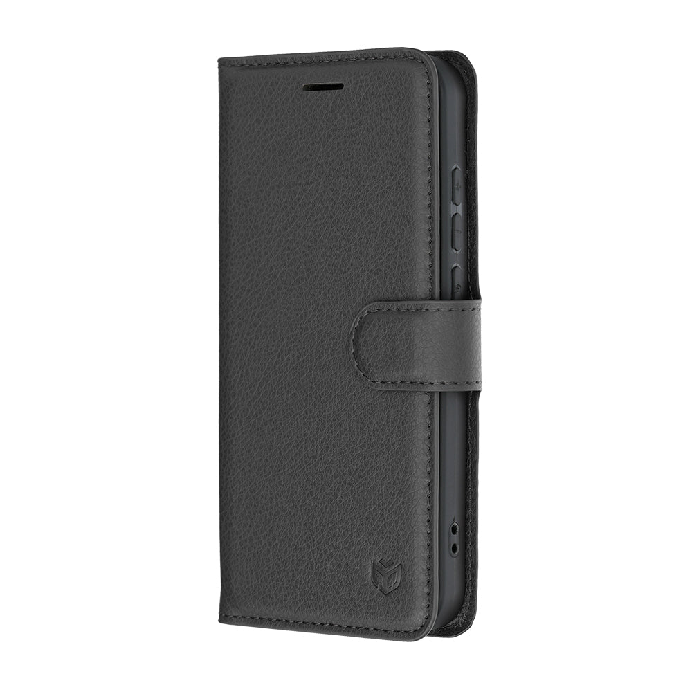Hülle für Oppo Reno16 Pro, Techsuit, Leder-Folio, Schwarz