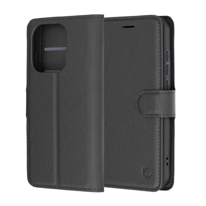Hülle für Oppo Reno16 Pro, Techsuit, Leder-Folio, Schwarz