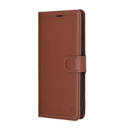 Coque pour Realme 14 Pro+, Techsuit, Leather Folio, Marron