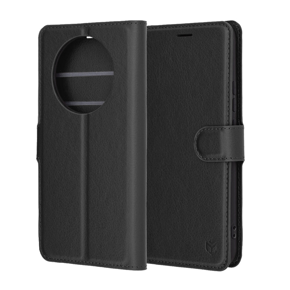 Coque pour Realme 14 Pro+, Techsuit, Leather Folio, Noire