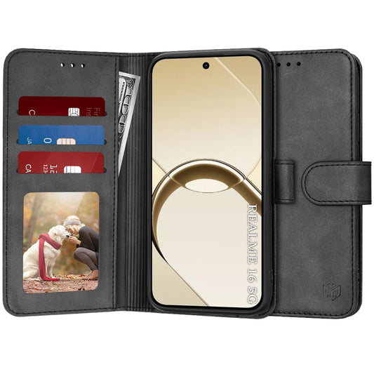 Hoes voor Realme 16, Techsuit, Diary Book, Zwart
