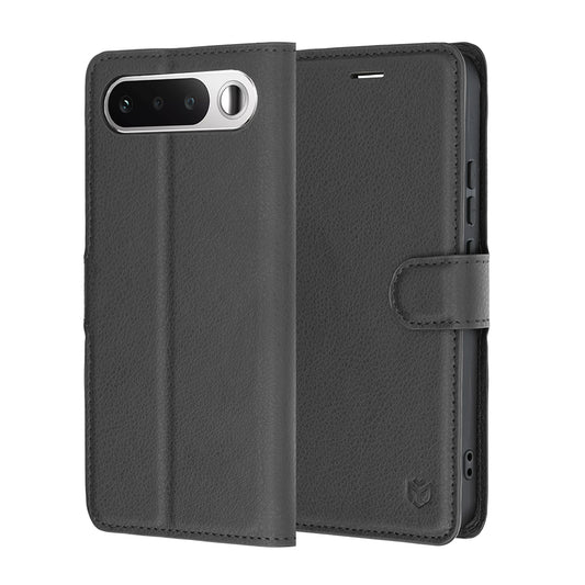 Hoes voor Realme 16, Techsuit, Leather Folio, Zwart