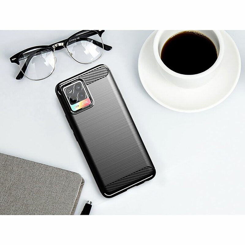 Hülle für Realme 8 Pro / 8, Techsuit, Carbon, Schwarz