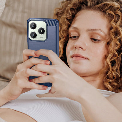 Hülle für Realme C63 / C61, Techsuit, Carbon, Blau
