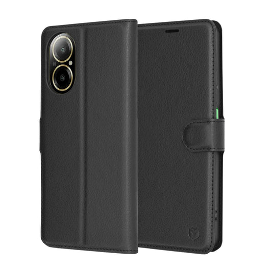 Hoes voor Realme C67 4G, Techsuit, Leather Folio, Zwart