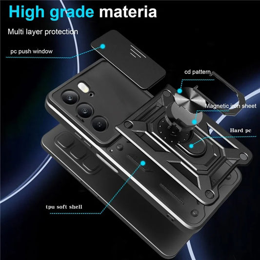 Hoes voor Realme C75 5G / 14x, Techsuit, CamShield, Zwart