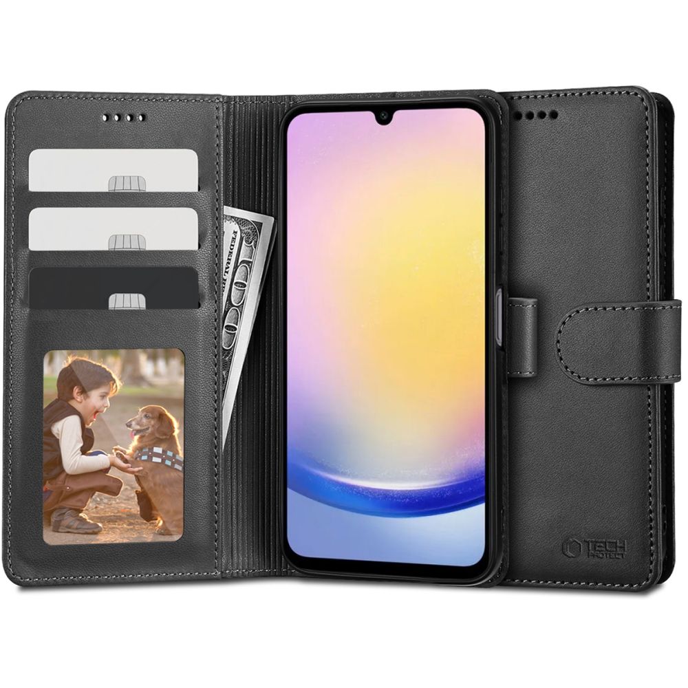 Beschermhoesje voor Samsung Galaxy A25 A256, Tech-Protect, Portemonnee, Zwart 