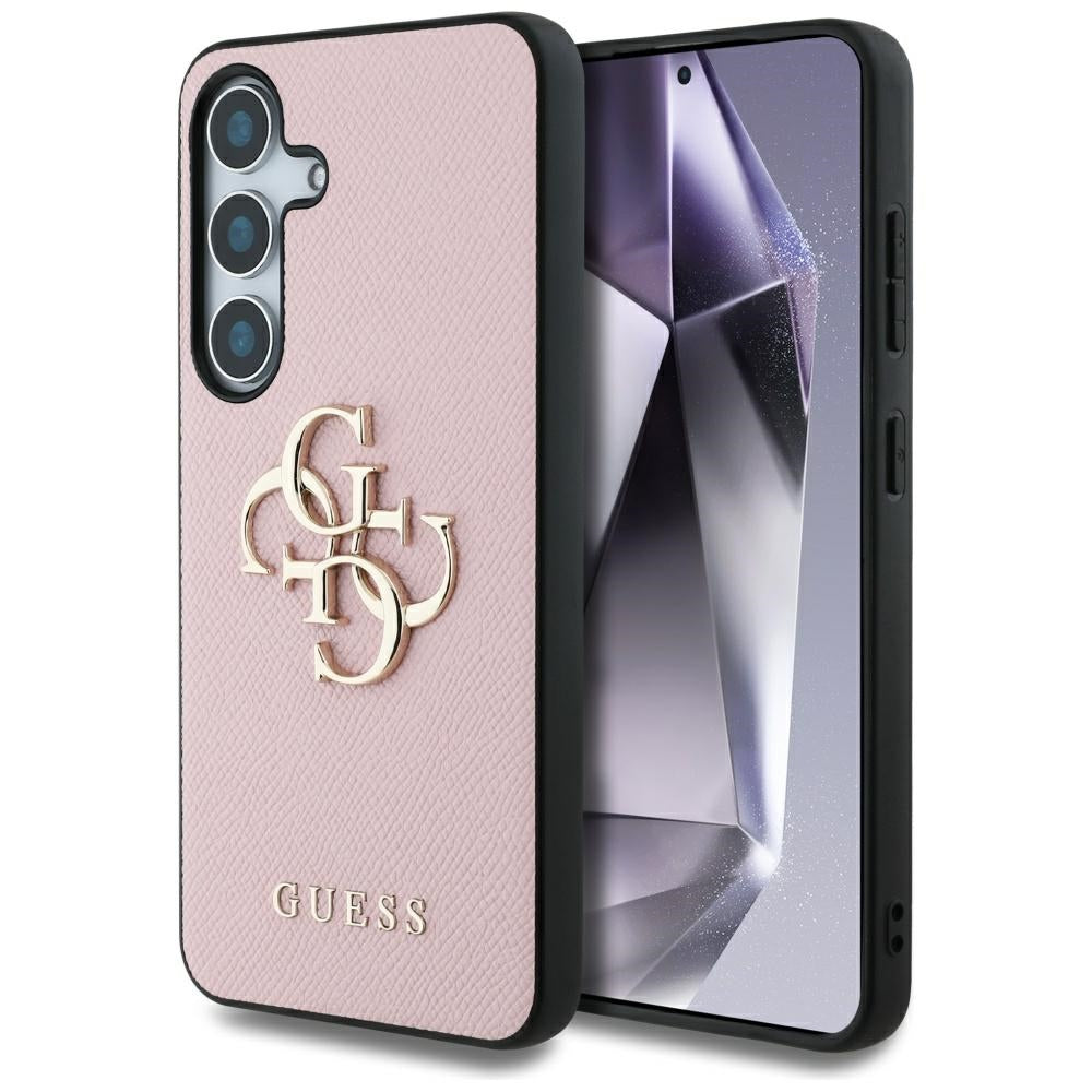 Hoesje voor Samsung Galaxy S25+ S936, Guess, 4G Grained Big and Classic Logo, Roze, Opnieuw verzegeld