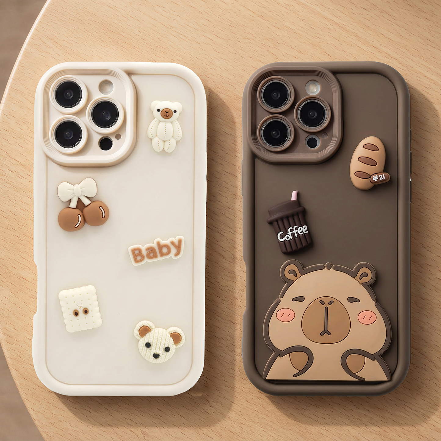 Coque pour Samsung Galaxy S26 Plus S947, OEM, Ultra Trendy 3D Bear, Beige