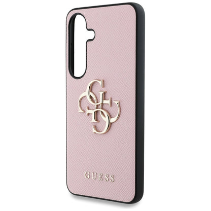 Hoesje voor Samsung Galaxy S25+ S936, Guess, 4G Grained Big and Classic Logo, Roze, Opnieuw verzegeld