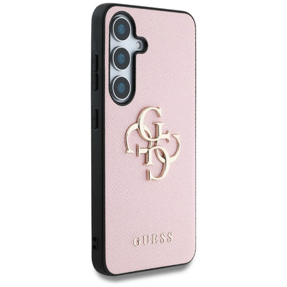 Hoesje voor Samsung Galaxy S25+ S936, Guess, 4G Grained Big and Classic Logo, Roze, Opnieuw verzegeld