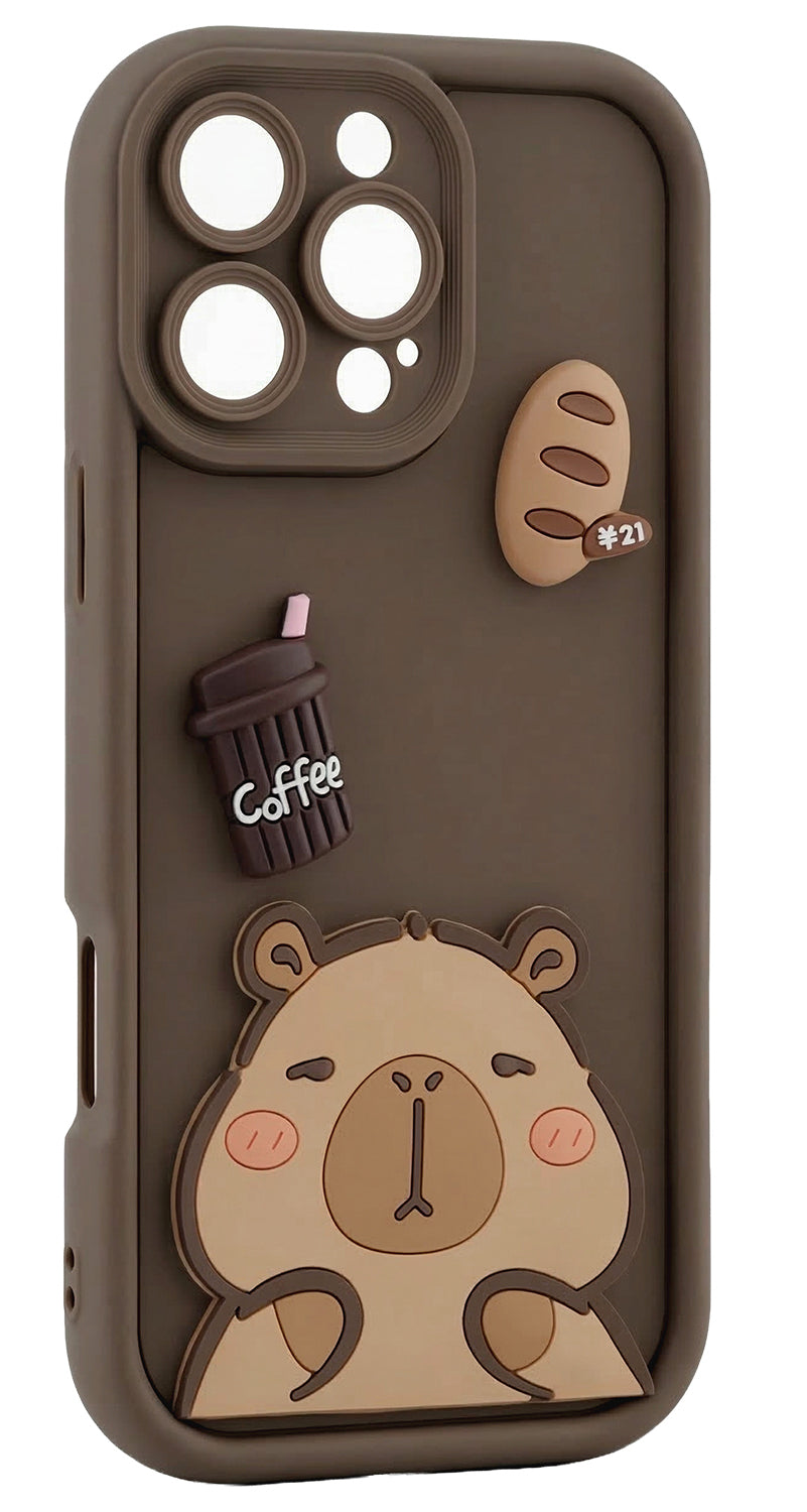 Coque pour Samsung Galaxy A37 5G, OEM, Ultra Trendy 3D Capybara, Marron