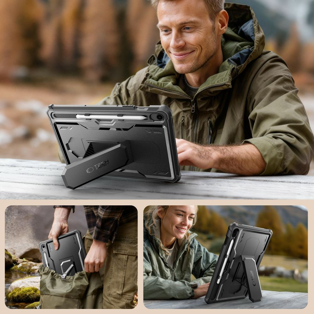 Hülle für Samsung Galaxy Tab S10 Lite / Tab S10 FE / Tab S9, Tech-Protect, Kevlar Pro, Schwarz