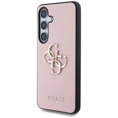 Hoesje voor Samsung Galaxy S25+ S936, Guess, 4G Grained Big and Classic Logo, Roze, Opnieuw verzegeld