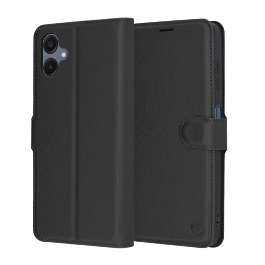 Hoes voor Samsung Galaxy A06 A065, Techsuit, Leather Folio, Zwart