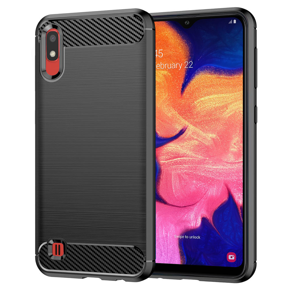 Hülle für Samsung Galaxy A10 A105 / M10 M105, Techsuit, Carbon, Schwarz