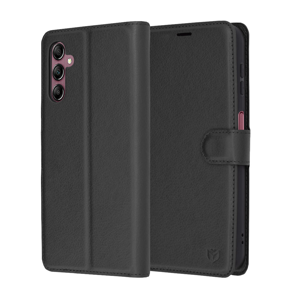 Coque pour Samsung Galaxy A14 A145 / A14 5G A146, Techsuit, Folio en cuir, Noire