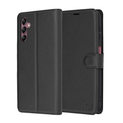 Coque pour Samsung Galaxy A14 A145 / A14 5G A146, Techsuit, Folio en cuir, Noire