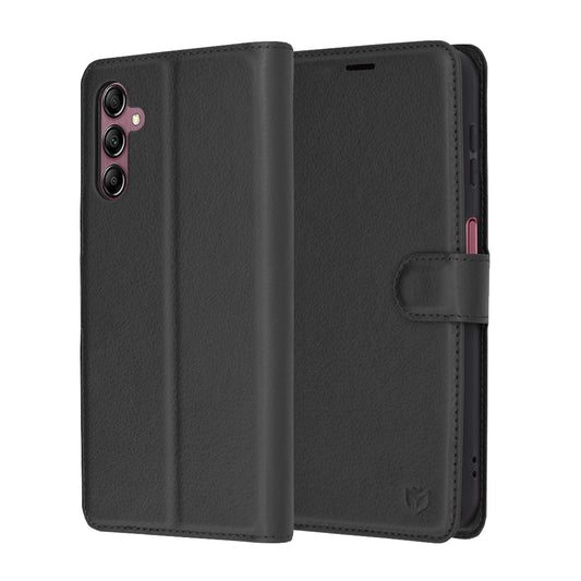 Coque pour Samsung Galaxy A14 A145 / A14 5G A146, Techsuit, Folio en cuir, Noire