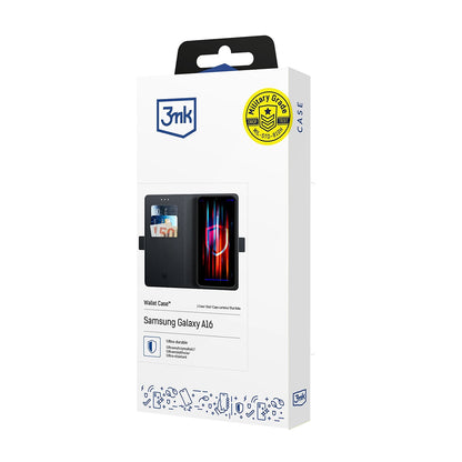 Hoes voor Samsung Galaxy A16 5G A166 / A16 4G A165, 3MK, Portemonnee, Zwart