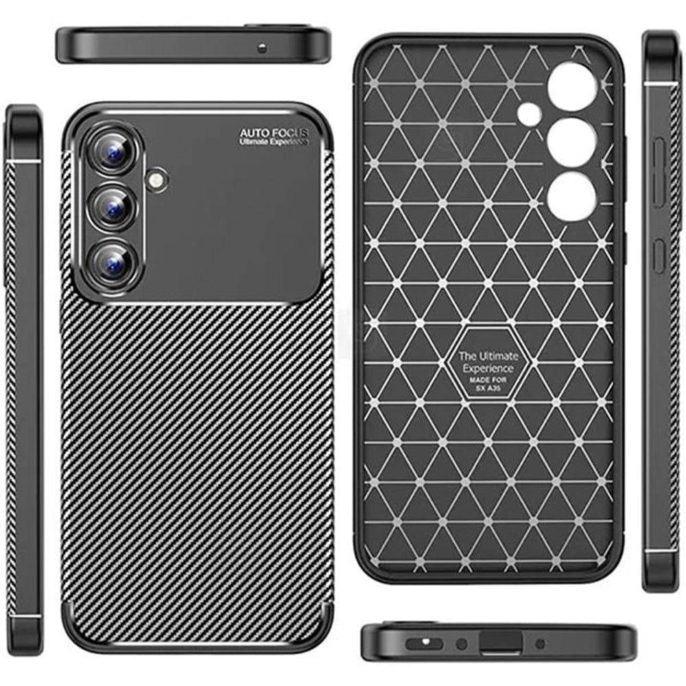 Hülle für Samsung Galaxy A16 5G A166 / A16 4G A165, Techsuit, CarbonFiber, Schwarz