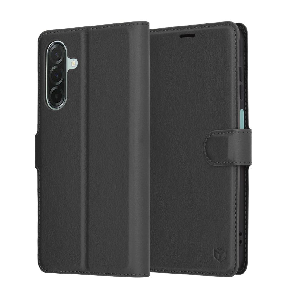 Hoes voor Samsung Galaxy A26 A266, Techsuit, Leather Folio, Zwart