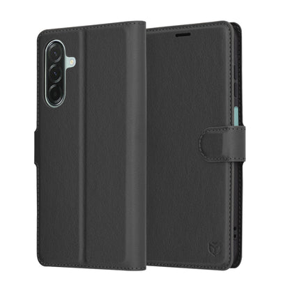 Hoes voor Samsung Galaxy A26 A266, Techsuit, Leather Folio, Zwart