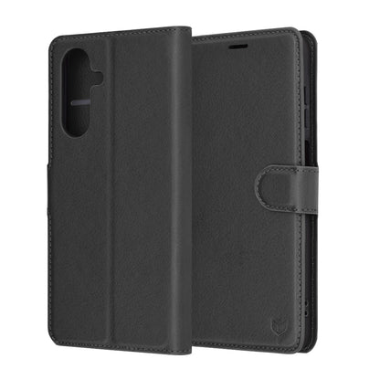 Hoes voor Samsung Galaxy A26 A266, Techsuit, Leather Folio, Zwart