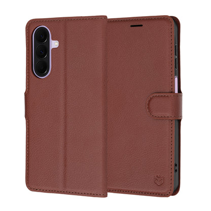 Hülle für Samsung Galaxy A27 5G, Techsuit, Leder-Folio, Braun