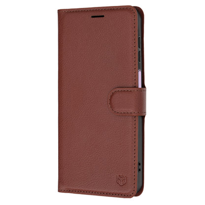Hülle für Samsung Galaxy A27 5G, Techsuit, Leder-Folio, Braun