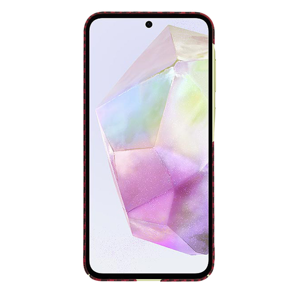 Hülle für Samsung Galaxy A35 5G A356, Techsuit, Carbonite FiberShell, Rot