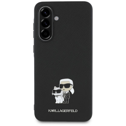 Étui pour Samsung Galaxy A36 A366, Karl Lagerfeld, Saffiano Karl & Choupette Metal, Noir
