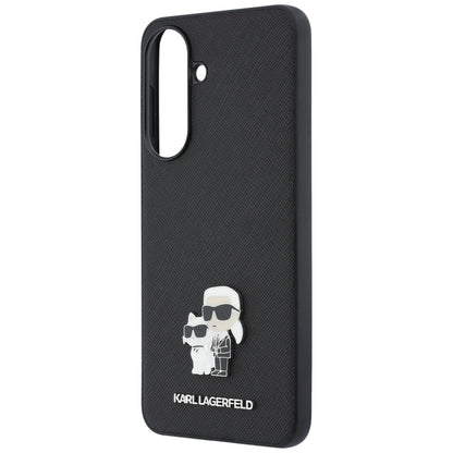Coque pour Samsung Galaxy A37 5G, Karl Lagerfeld, Saffiano Karl & Choupette Metal, Noire
