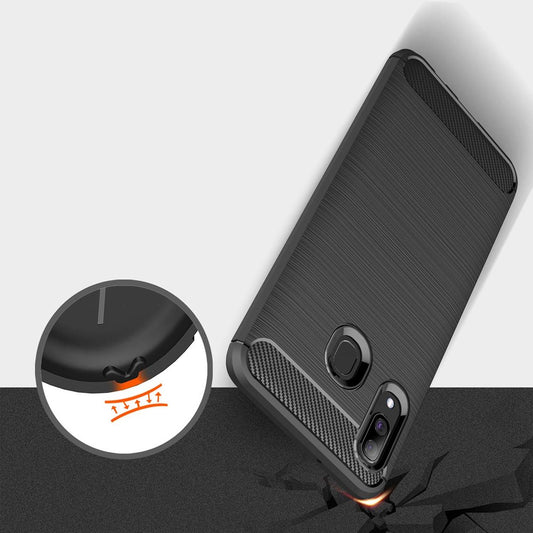 Hoes voor Samsung Galaxy A40 A405, Techsuit, Carbon, Zwart