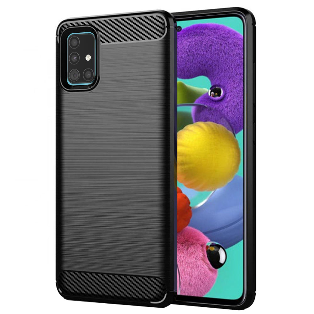 Coque pour Samsung Galaxy A51 A515, Techsuit, Carbone, Noire