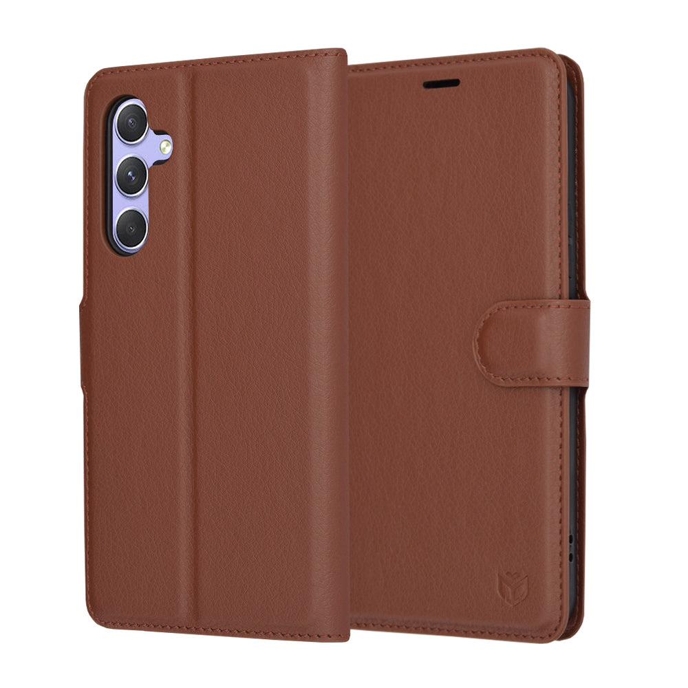 Hoes voor Samsung Galaxy A54 A546, Techsuit, Leather Folio, Bruin