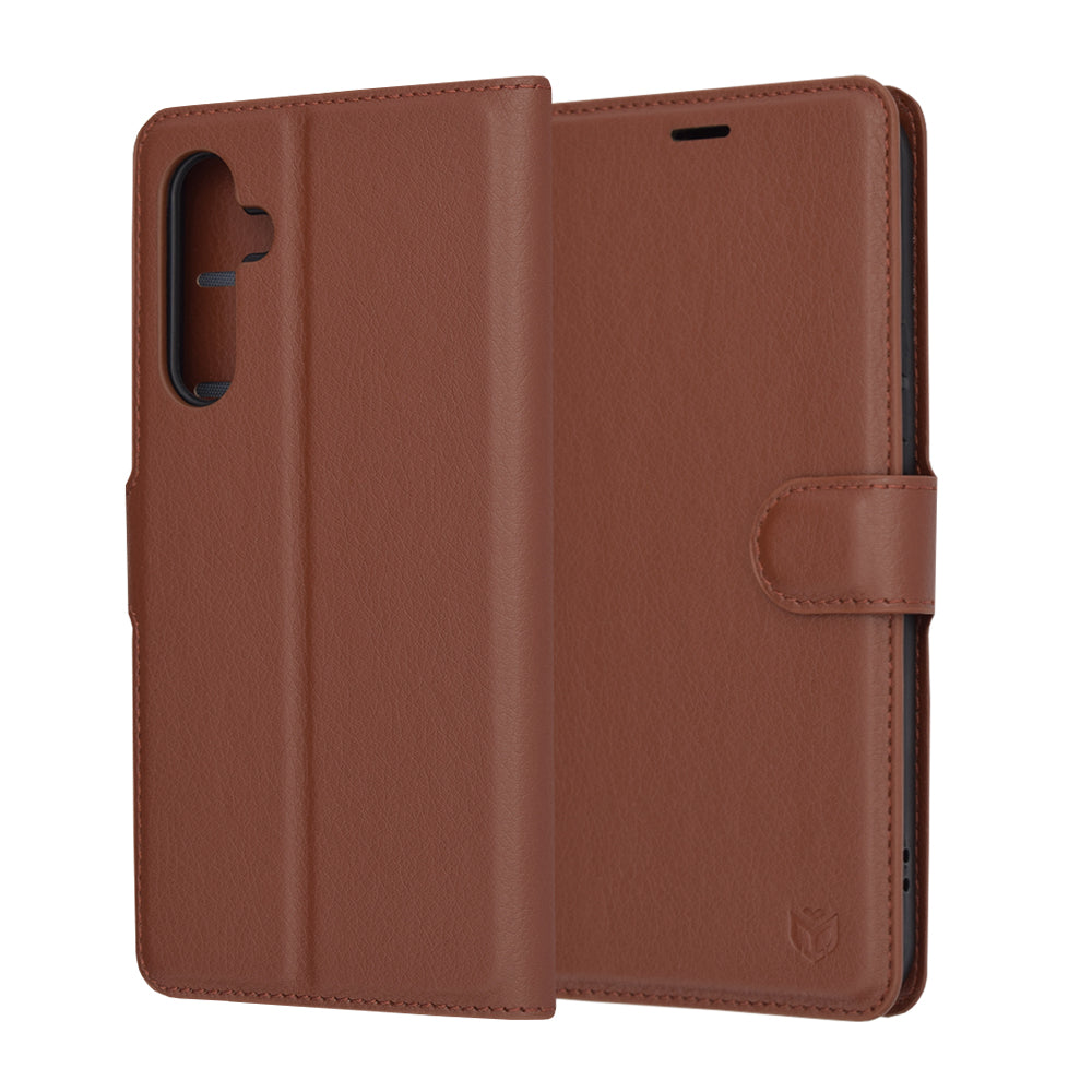 Hoes voor Samsung Galaxy A54 A546, Techsuit, Leather Folio, Bruin