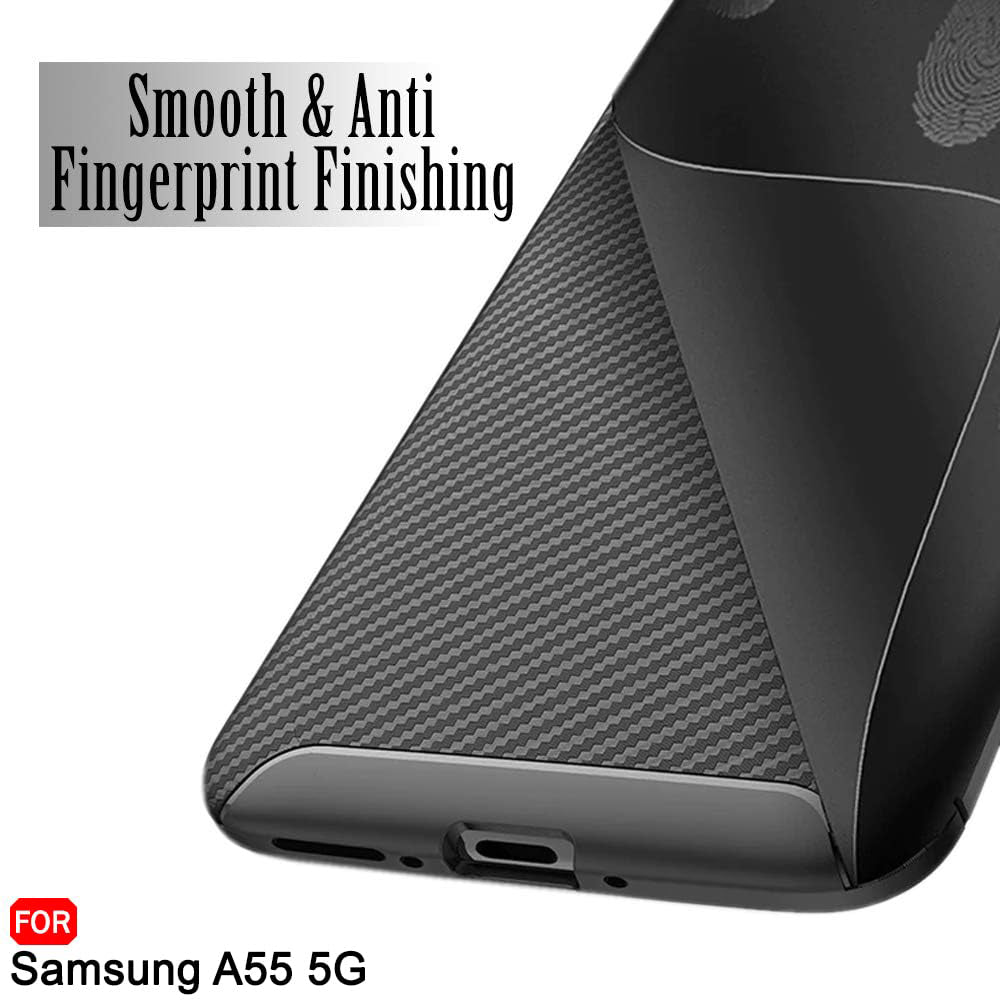 Hoes voor Samsung Galaxy A55 5G A556, Techsuit, CarbonFiber, Zwart