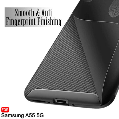 Hoes voor Samsung Galaxy A55 5G A556, Techsuit, CarbonFiber, Zwart