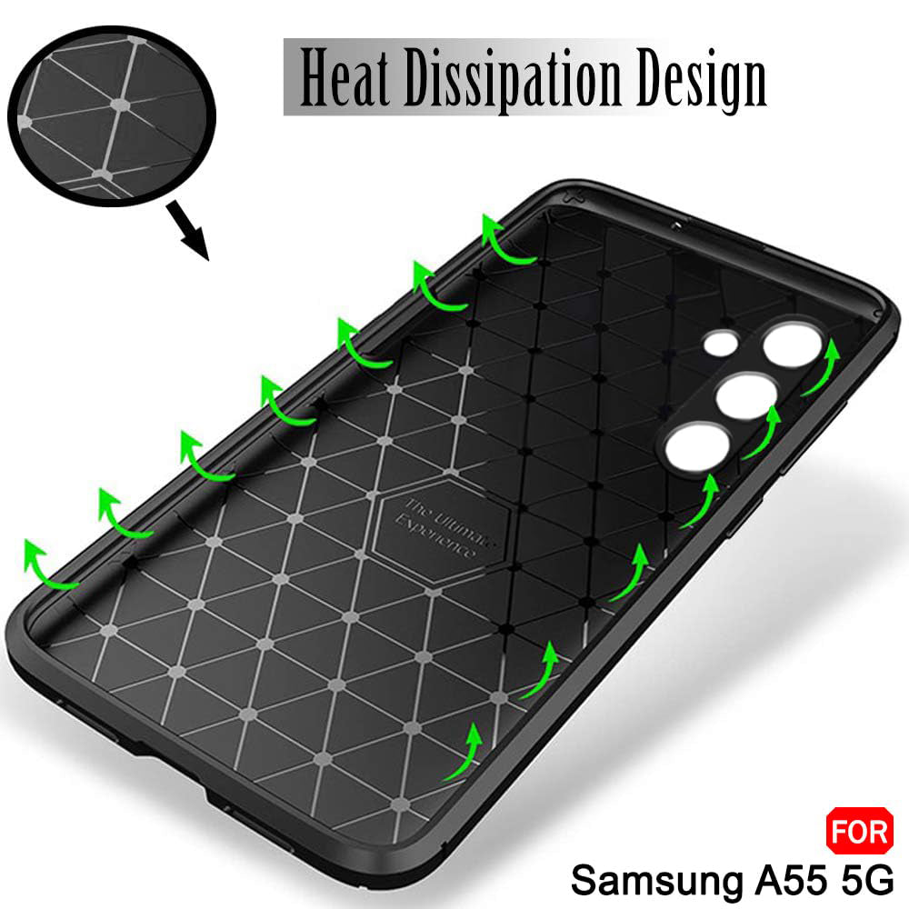 Hoes voor Samsung Galaxy A55 5G A556, Techsuit, CarbonFiber, Zwart