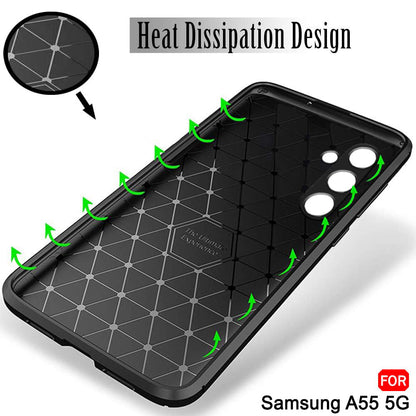 Hoes voor Samsung Galaxy A55 5G A556, Techsuit, CarbonFiber, Zwart