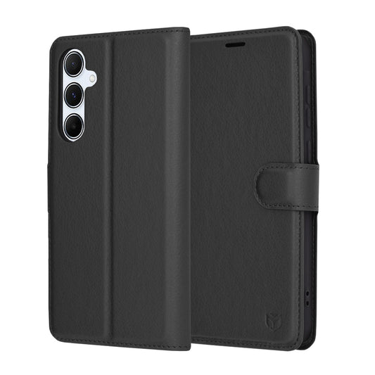 Hoes voor Samsung Galaxy A55 5G A556, Techsuit, Leather Folio, Zwart