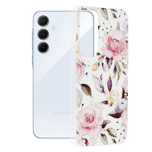 Hoes voor Samsung Galaxy A55 5G A556, Techsuit, Marble, Wit