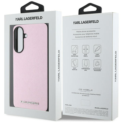 Hülle für Samsung Galaxy A56 A566, Karl Lagerfeld, Saffiano Metal Logo, Rosa