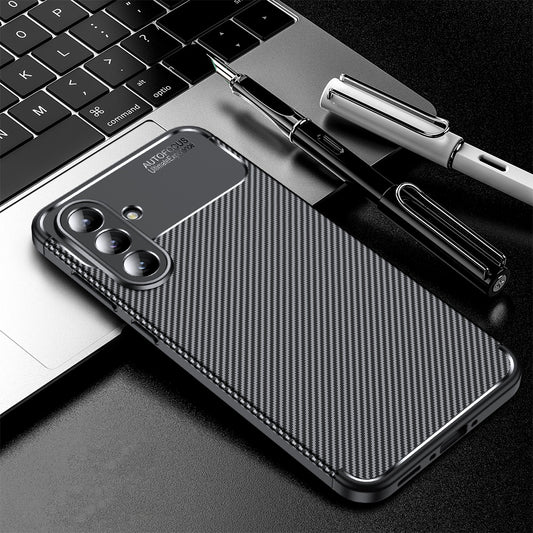 Hoes voor Samsung Galaxy A56 A566, Techsuit, CarbonFiber, Zwart