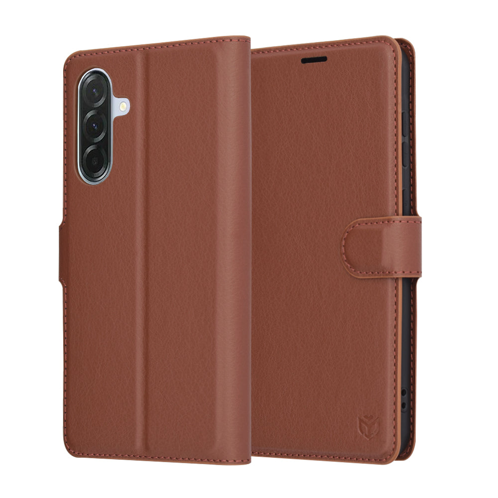 Coque pour Samsung Galaxy A56 A566, Techsuit, Leather Folio, Marron