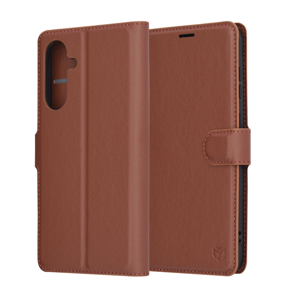 Coque pour Samsung Galaxy A56 A566, Techsuit, Leather Folio, Marron
