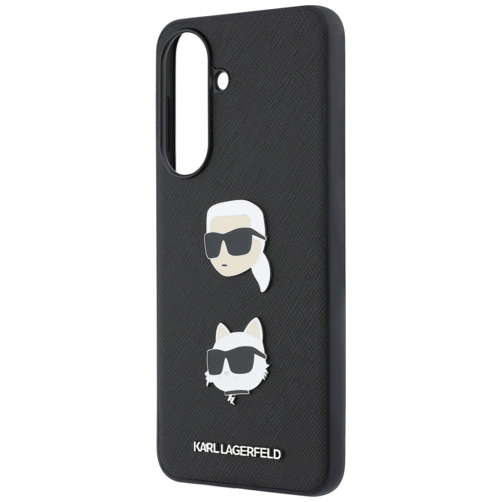 Hülle für Samsung Galaxy A57 5G, Karl Lagerfeld, Geprägte Karl- & Choupette-Kopf-Pins und Logo, Schwarz