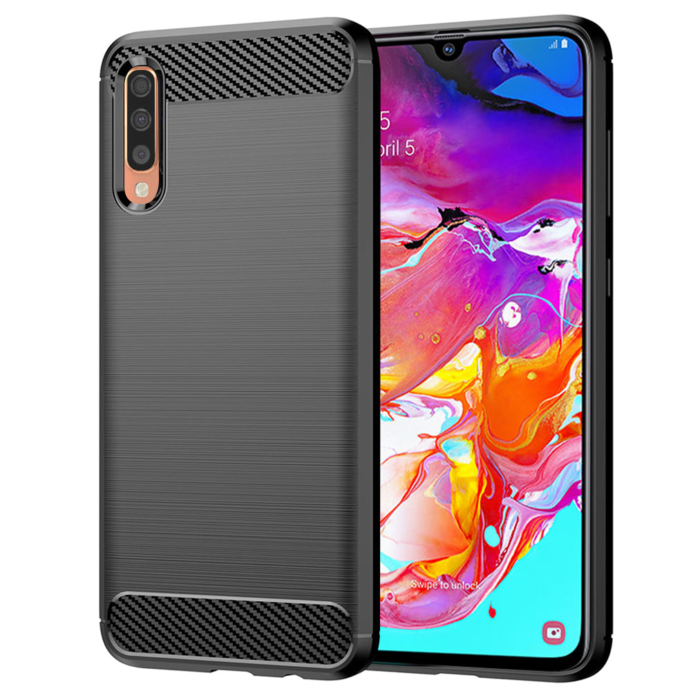 Coque pour Samsung Galaxy A70s A707 / A70 A705, Techsuit, Carbone, Noire