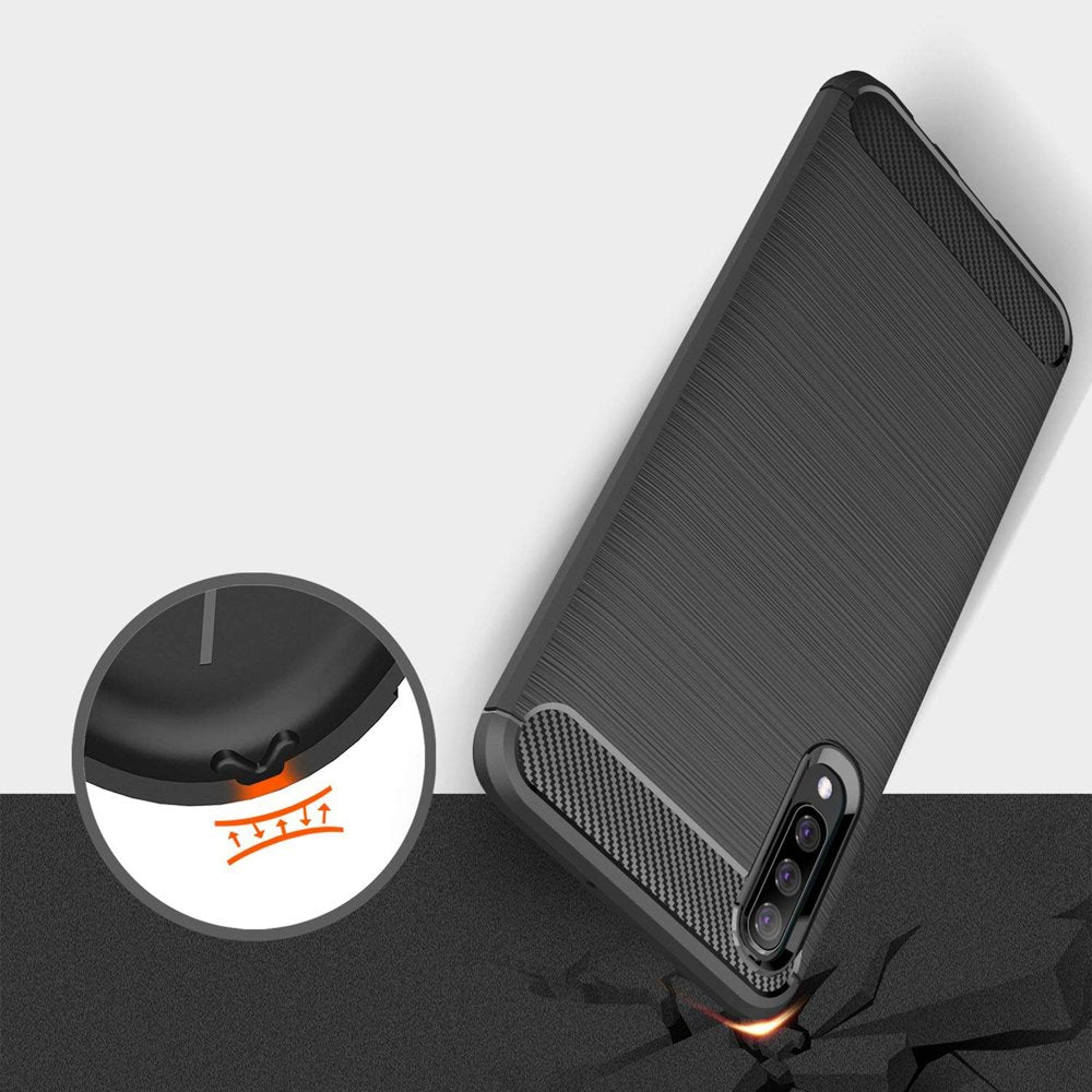 Coque pour Samsung Galaxy A70s A707 / A70 A705, Techsuit, Carbone, Noire